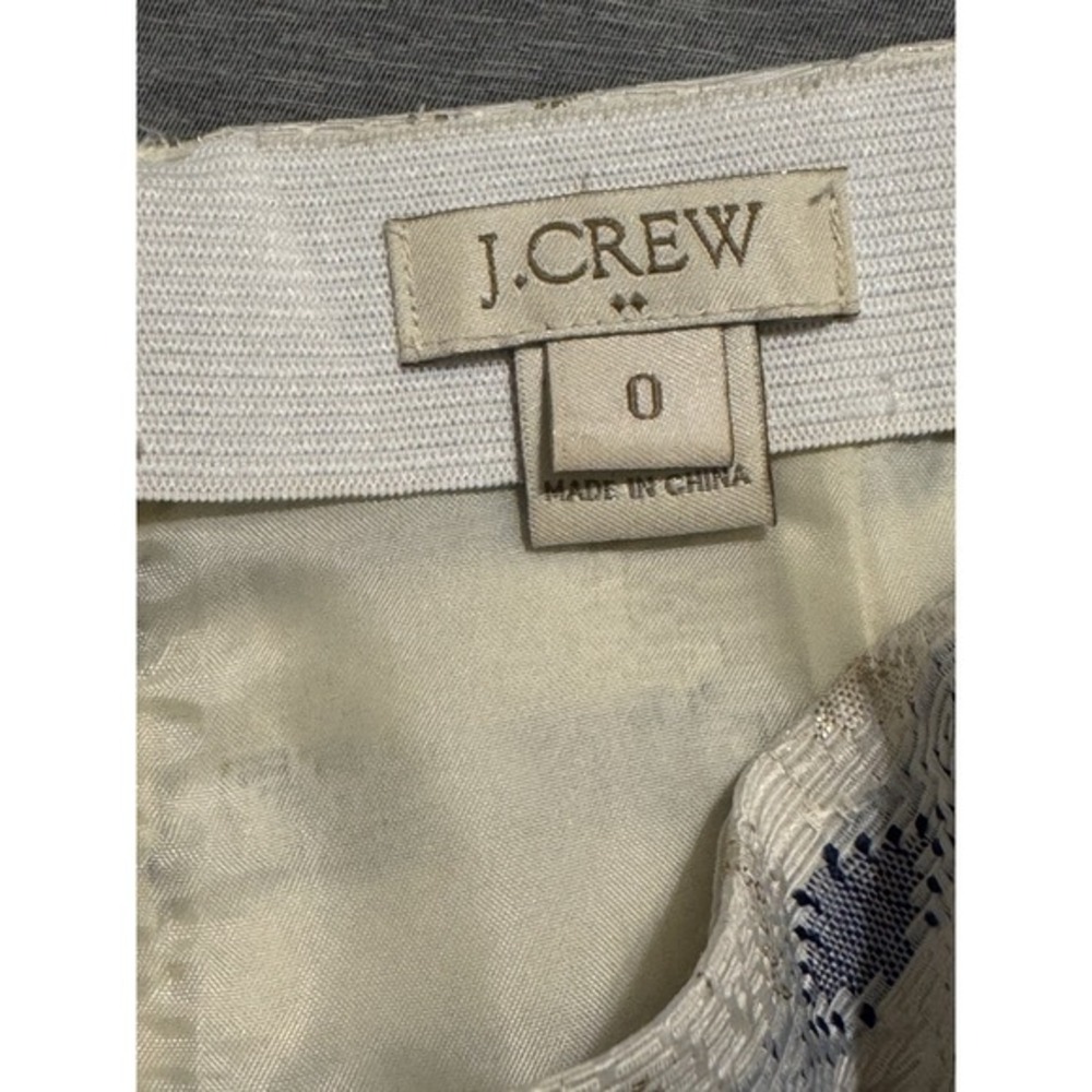 J.Crew Women's Winter‎ Skirt White Blue Snowflake Gold Shimmer Size 0 VGC - Picture 8 of 9